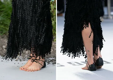 Margaret Qualley showcasing stylish heel sandals on the red carpet.