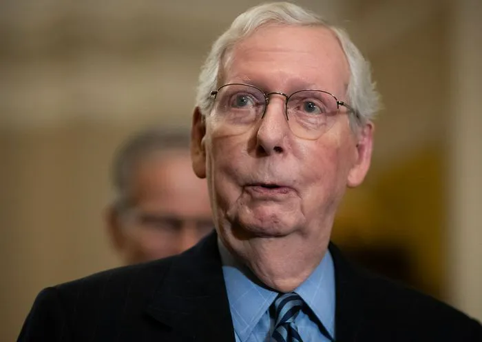 Mitch McConnell speaks during Senate Republicans