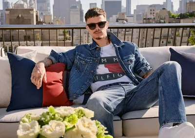 "Romeo Beckham posing for Tommy Hilfiger"