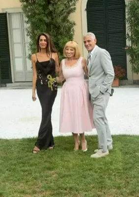 Amal Clooney and George Clooney with Angela Pearl Lake Como dinner party