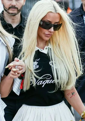 Christina Aguilera ruffled mini skirt polo shirt World Cup party