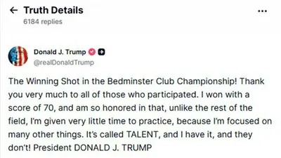 "Donald Trump celebrating his golf tournament victory"