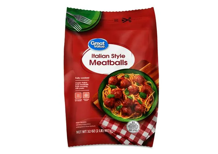 "Great Value Italian Meatballs package"