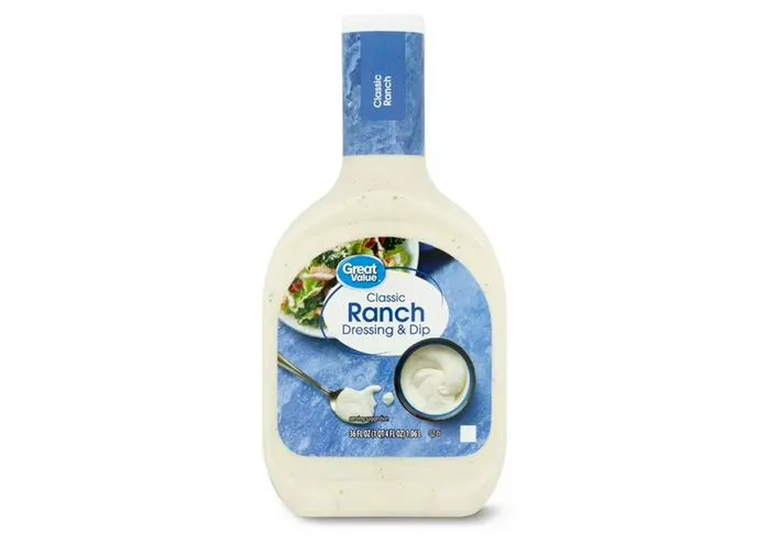 "Great Value Ranch dressing bottle"