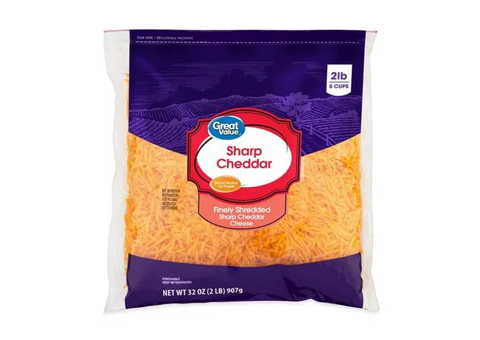 "Great Value Shredded Cheese bag"