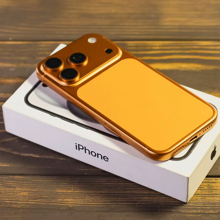 "iPhone 17 and its packaging."