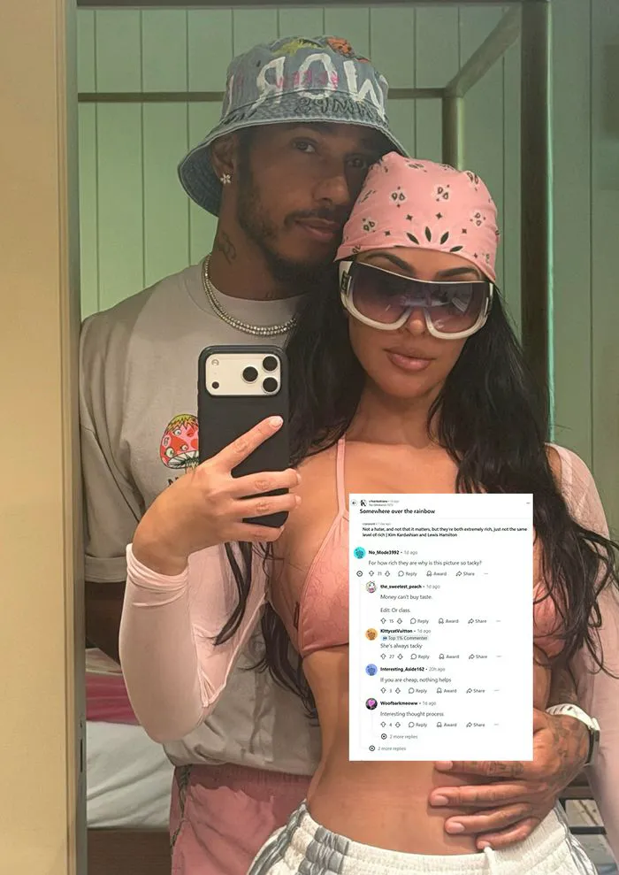 Kim Kardashian and Lewis Hamilton Instagram selfie Reddit comments