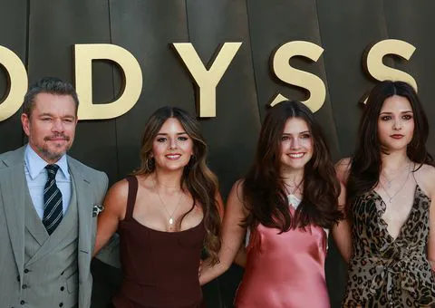Matt Damon and daughter The Odyssey world premiere