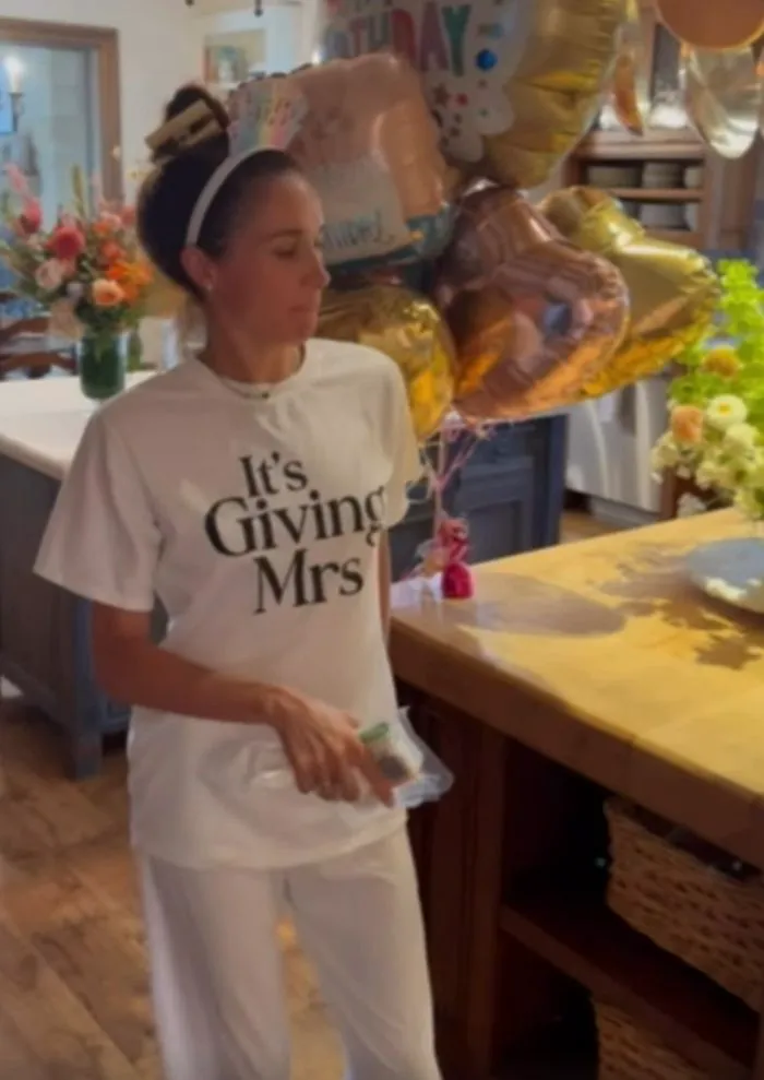 Meghan Markle 45th birthday Instagram video white pajamas dancing