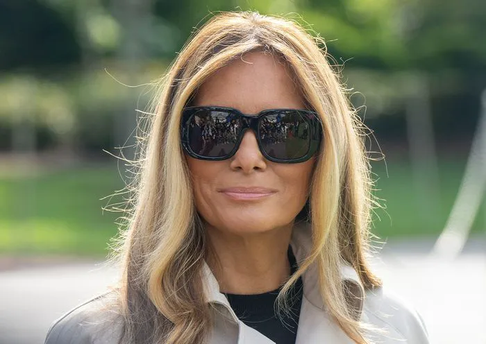 Melania Trump black sunglasses speaking to press