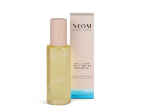 Neom product showcasing soothing wellness benefits.