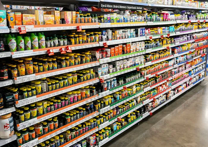 Aisle of supplements in Walmart