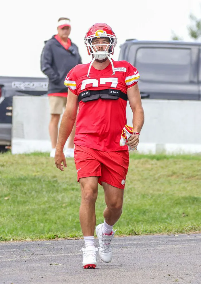 Travis Kelce arriving at training camp on August 1st
