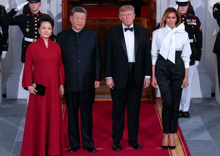 "Donald Trump and Xi Jinping at the state dinner"