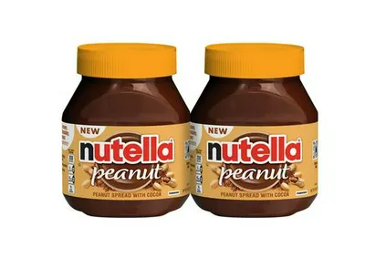 Nutella peanut spread with cocoa, a delicious chocolatey treat.