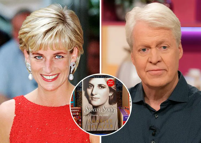 Princess Diana and Charles Spencer with Swan Song Diana My Sister book