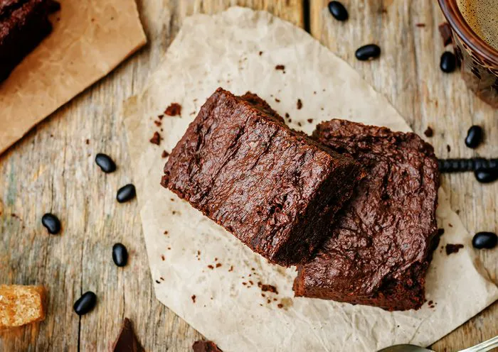 "Delicious black bean brownies on a plate"