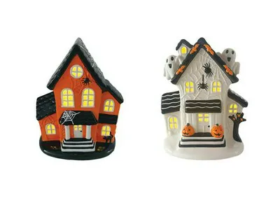 "Ceramic LED Haunted Houses for Halloween"