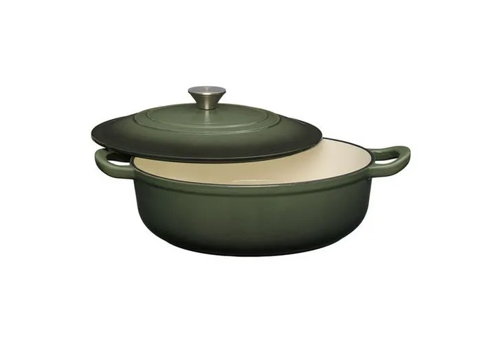 "Crofton Cast Iron Dutch Oven in a kitchen setting"