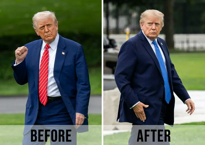 Before and after image of Donald Trump