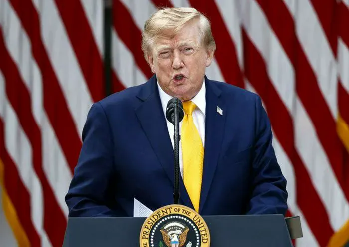 "President Donald Trump in the Rose Garden"