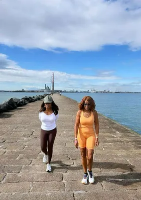Oprah Winfrey in a skintight workout set while touring Ireland