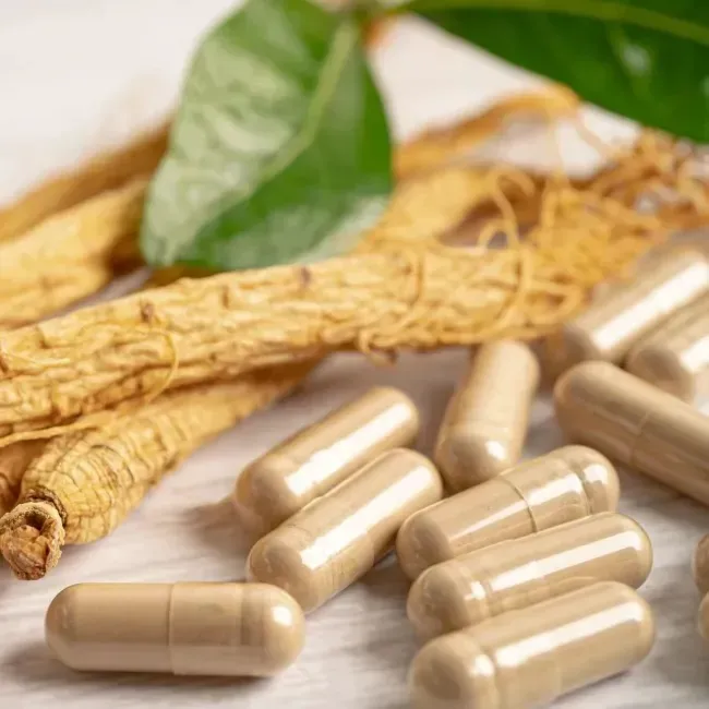 Ginseng capsules for energy and wellness support.