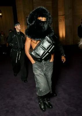 "Jaden Smith wearing a giant fur headpiece at NYFW"