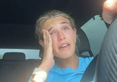 Kai Trump crying while discussing her college move