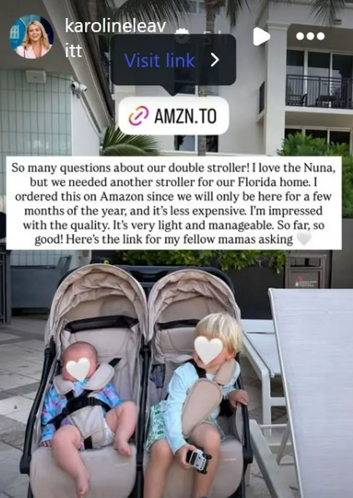 Karoline Leavitt Instagram Story about stroller