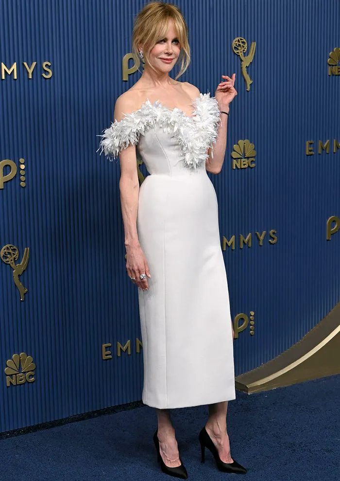 Nicole Kidman in a white dress at the Emmys