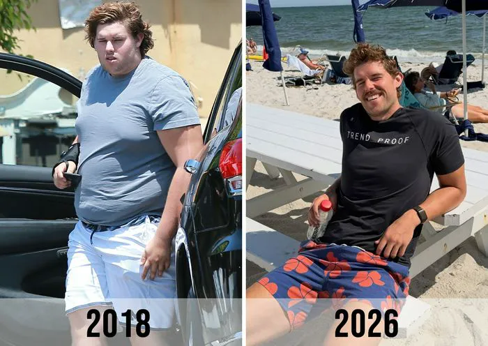 Before and after weight loss transformation of Christopher Schwarzenegger