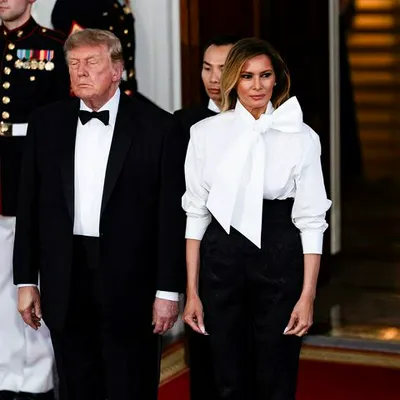 "Donald Trump and Melania Trump at a state visit"