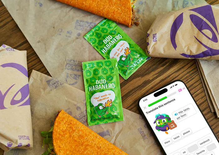"Duo Habanero Sauce from Taco Bell's collaboration with Duolingo"
