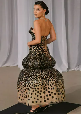 "Back view of Inde Navarrette's gown at the Academy Museum Gala"