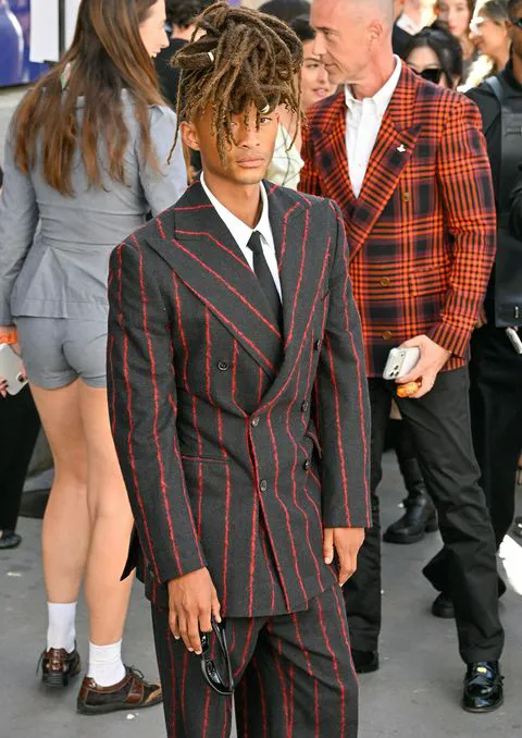 Jaden Smith pinstripe suit Vivienne Westwood Paris Fashion Week