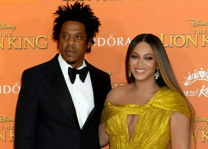 Jay-Z and Beyoncé at the Lion King premiere