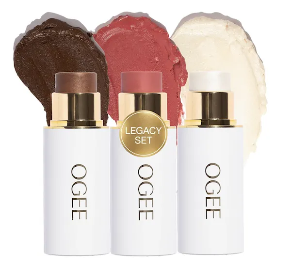 Legacy Ogee face stick crystal trio for glowing skin.