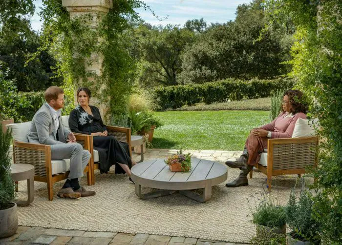 "Prince Harry and Meghan Markle during the Oprah interview"