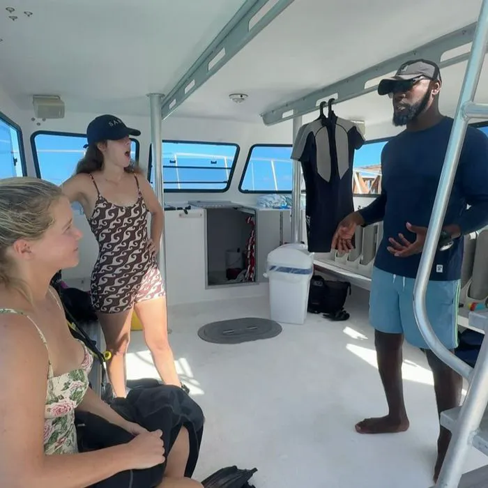 "Amy Schumer in a floral bustier bathing suit on vacation"