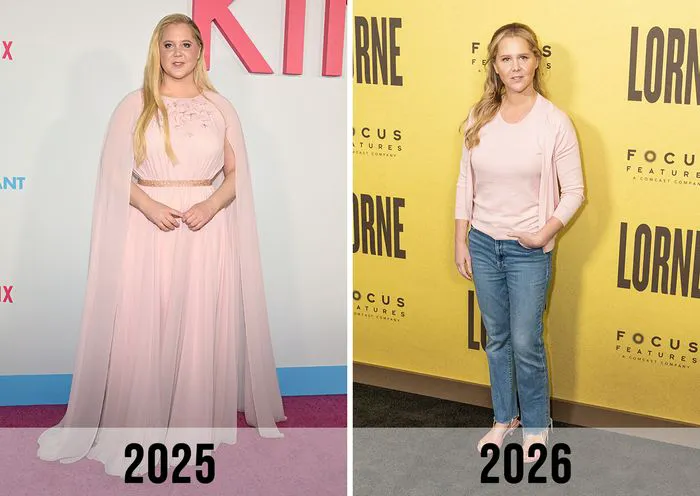 "Before and after weight loss comparison of Amy Schumer"