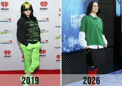 "Billie Eilish before and after her weight loss transformation."