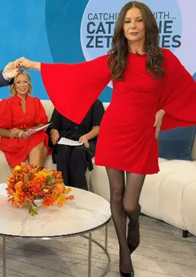 "Catherine Zeta-Jones on the Today Show in a red mini dress"