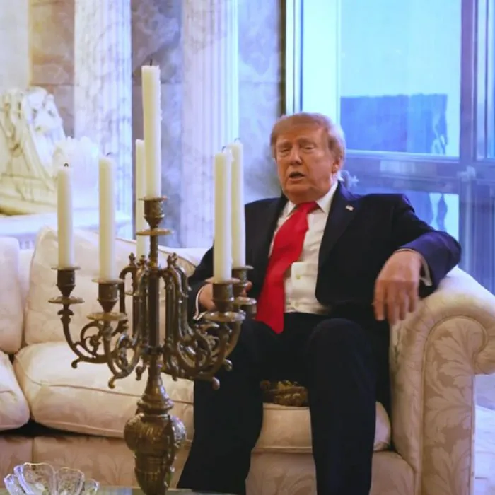 Donald Trump sitting on a pillow at Trump Tower