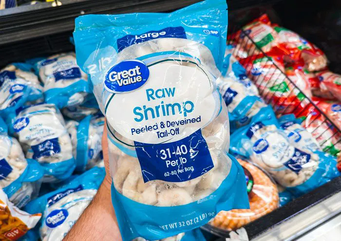"Walmart Great Value raw shrimp packaging"