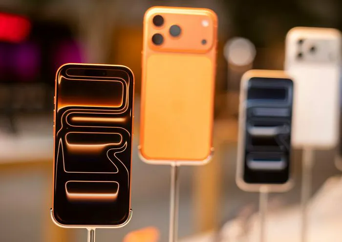 "iPhone 17 displayed"