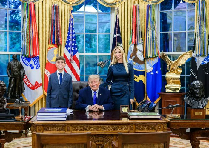 Ivanka Trump, Donald Trump, and Joseph at a birthday party in The White House