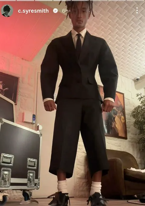 Jaden Smith black suit Instagram story