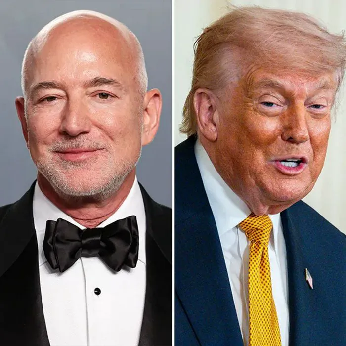 "Jeff Bezos and Donald Trump in conversation"