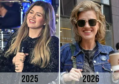"Kelly Clarkson before and after her haircut"